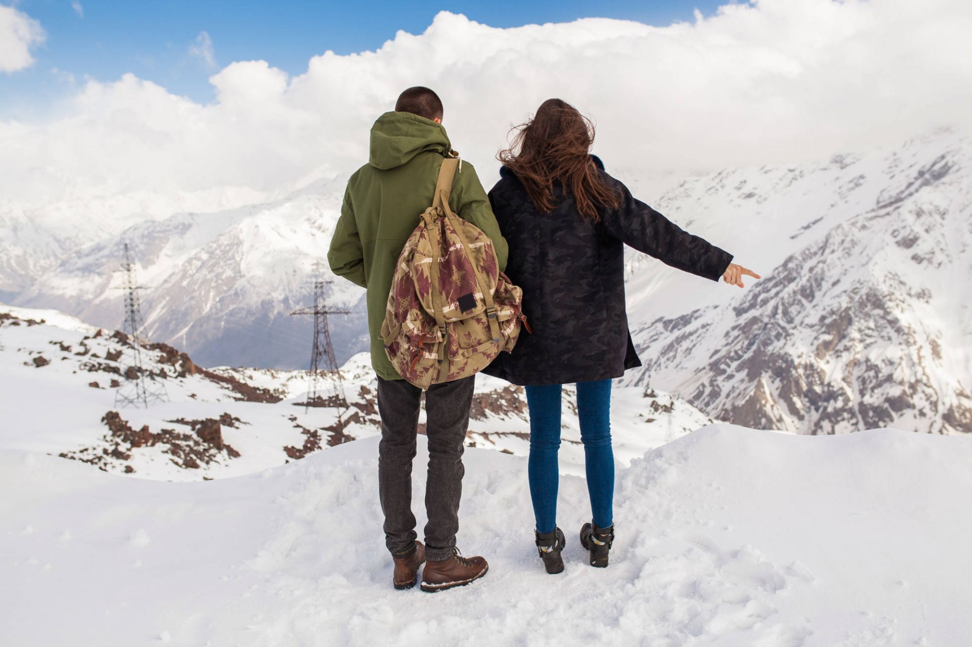 young couple exploring nature